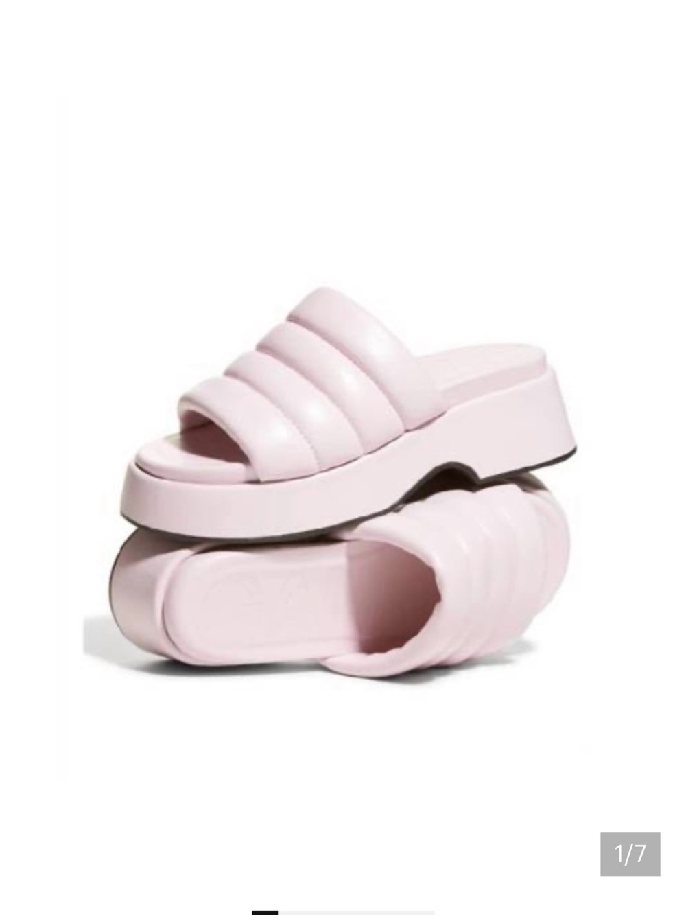 Ganni Light Pink Quilted Padded Slide Mules